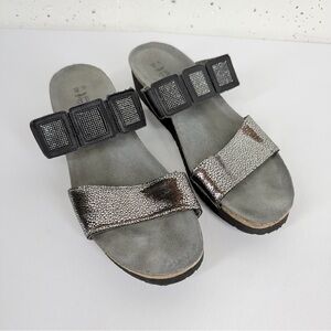 NAOT Women’s size 9 Ashley Silver and Black Slide Leather Sandals